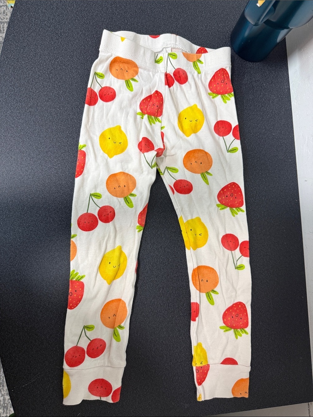 Kids Fruit Print pj pant – White Background with Red, Yellow & Orange Fruit